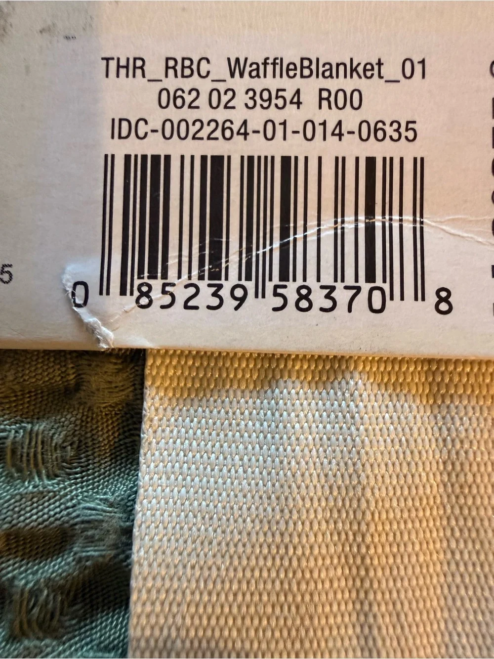 Threshold Olive Green and Cream Waffle Weave Blanket